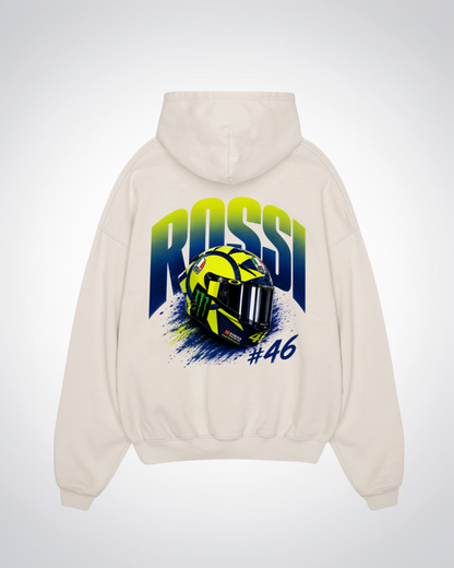  Rossi Helmet Oversized Hoodie - Beige Back (Designed)