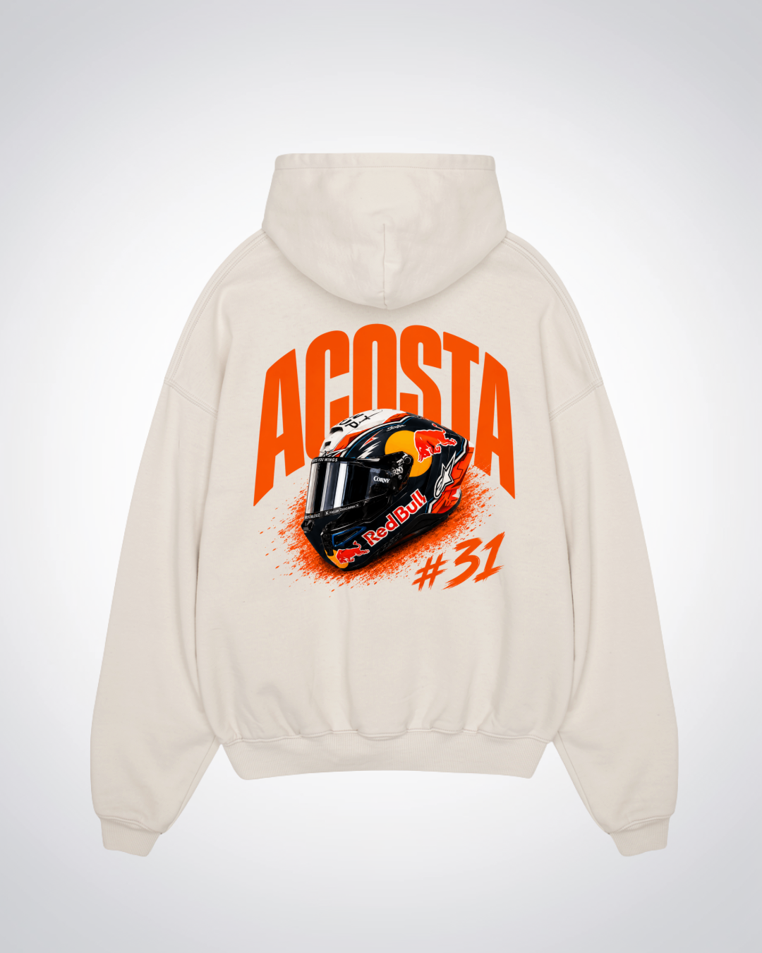  Acosta Helmet Oversized Hoodie - Beige Back (Designed)