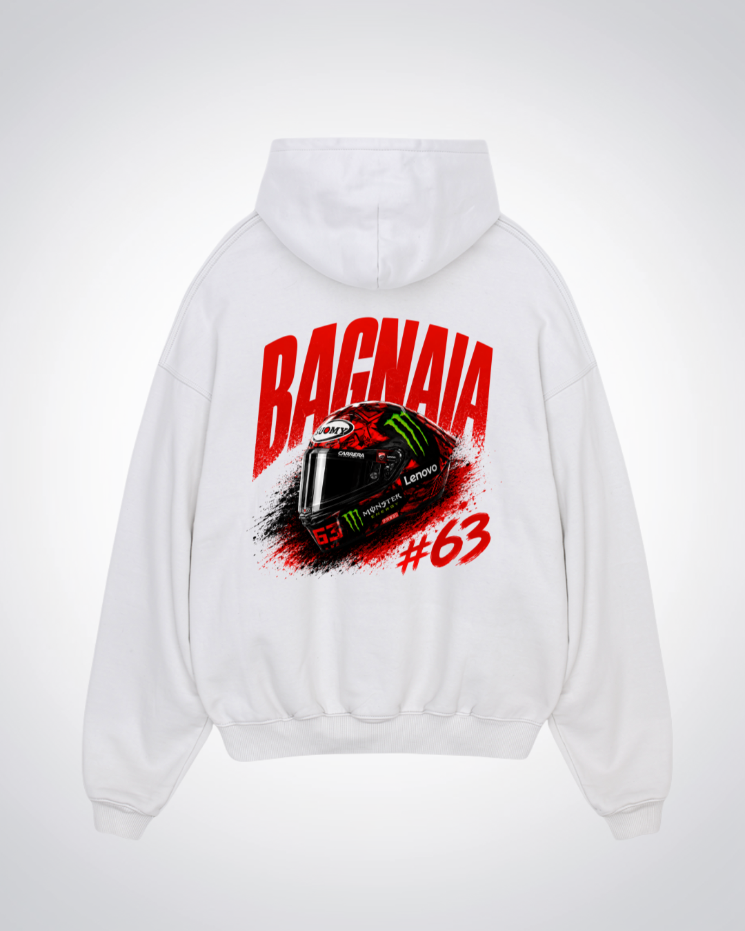  Bagnaia Helmet Oversized Hoodie - White Back (Designed)
