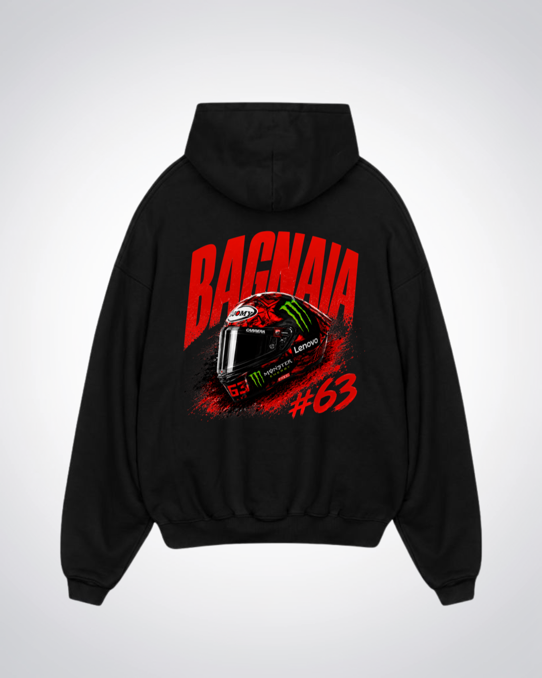  Bagnaia Helmet Oversized Hoodie - Black Back (Designed)
