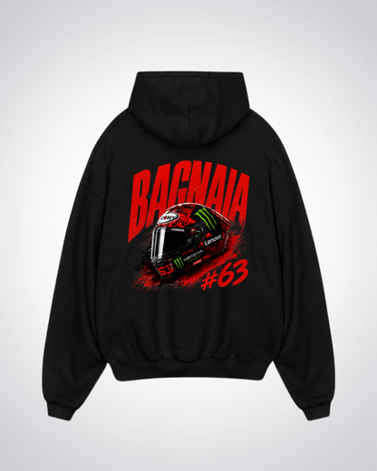  Bagnaia Helmet Oversized Hoodie - Black Back (Designed)