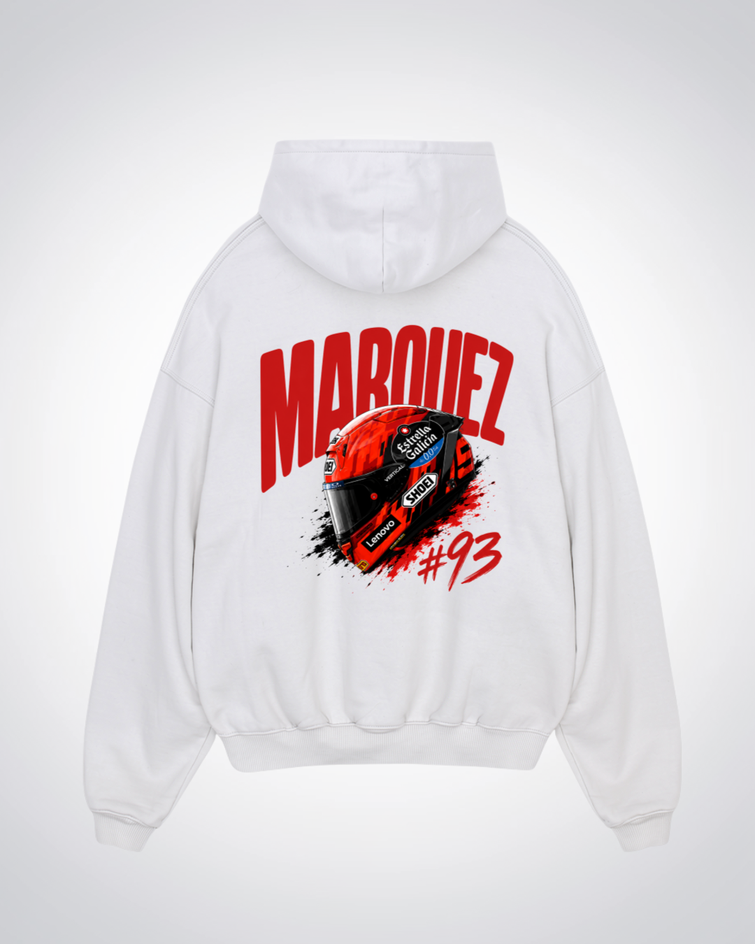  Marquez Helmet Oversized Hoodie - White Back (Designed)