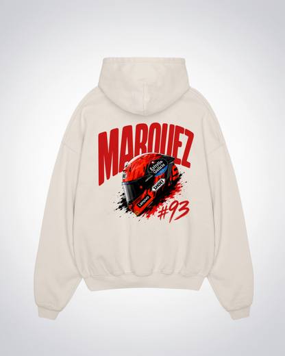  Marquez Helmet Oversized Hoodie - Beige Back (Designed)