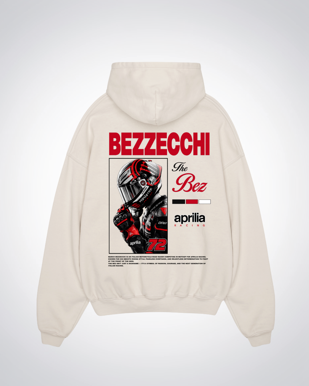 Bezzecchi Oversized Hoodie - Beige Back (Designed)
