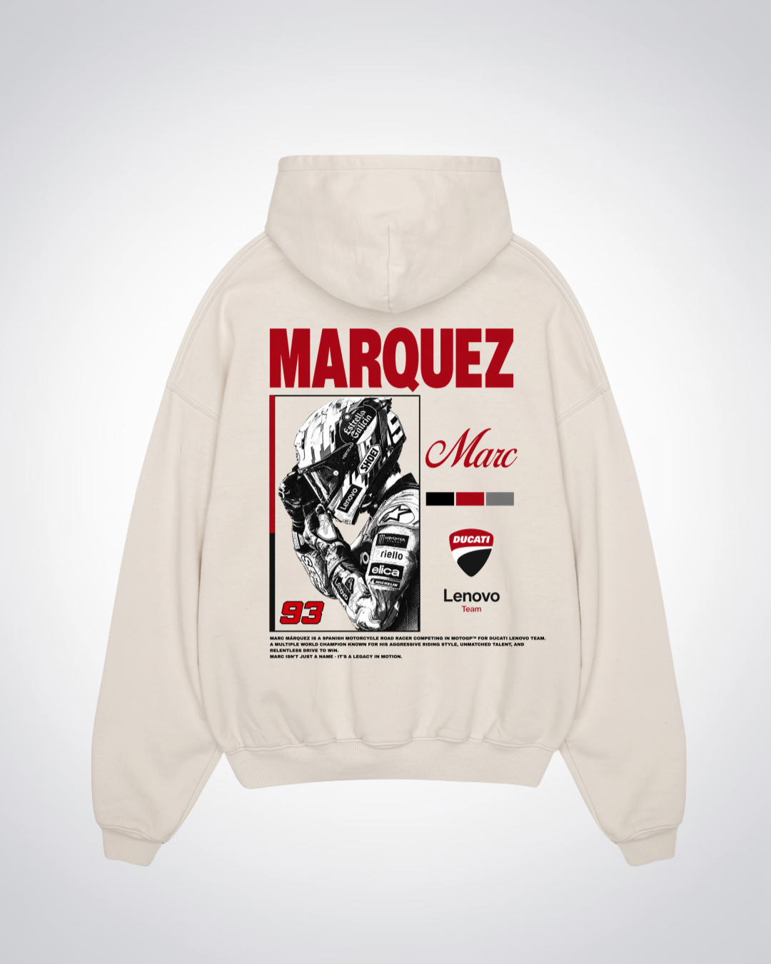 Marquez Oversized Hoodie - Beige Back (Designed)