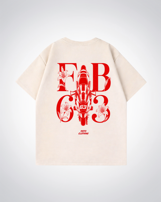 FB63 Flower Oversized Shirt - Beige Back (Designed)