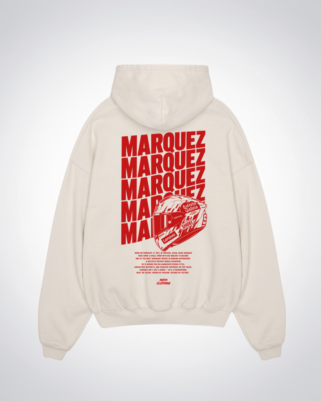 Marquez Oversized Hoodie - Beige Back (Designed)
