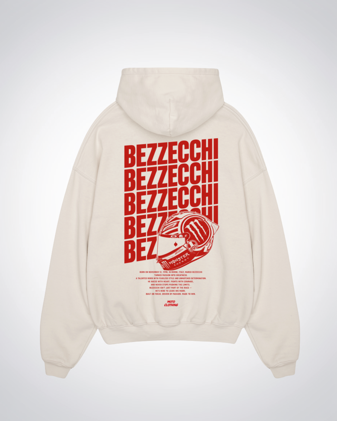 Bezzecchi Oversized Hoodie - Beige Back (Designed)