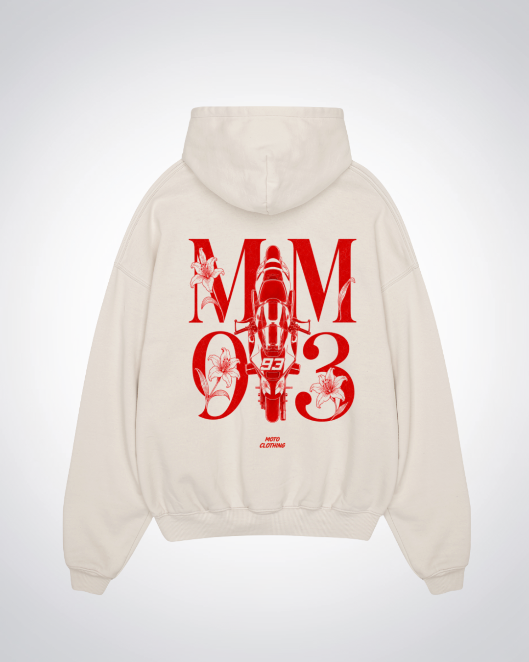 MM93 Flower Oversized Hoodie - Beige Back (Designed)