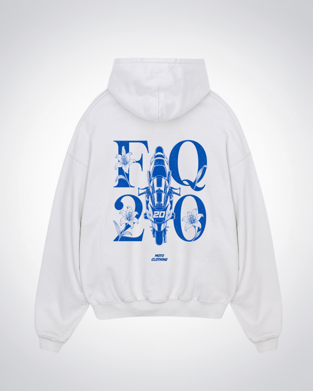 FQ20 Flower Oversized Hoodie - White Back (Designed)