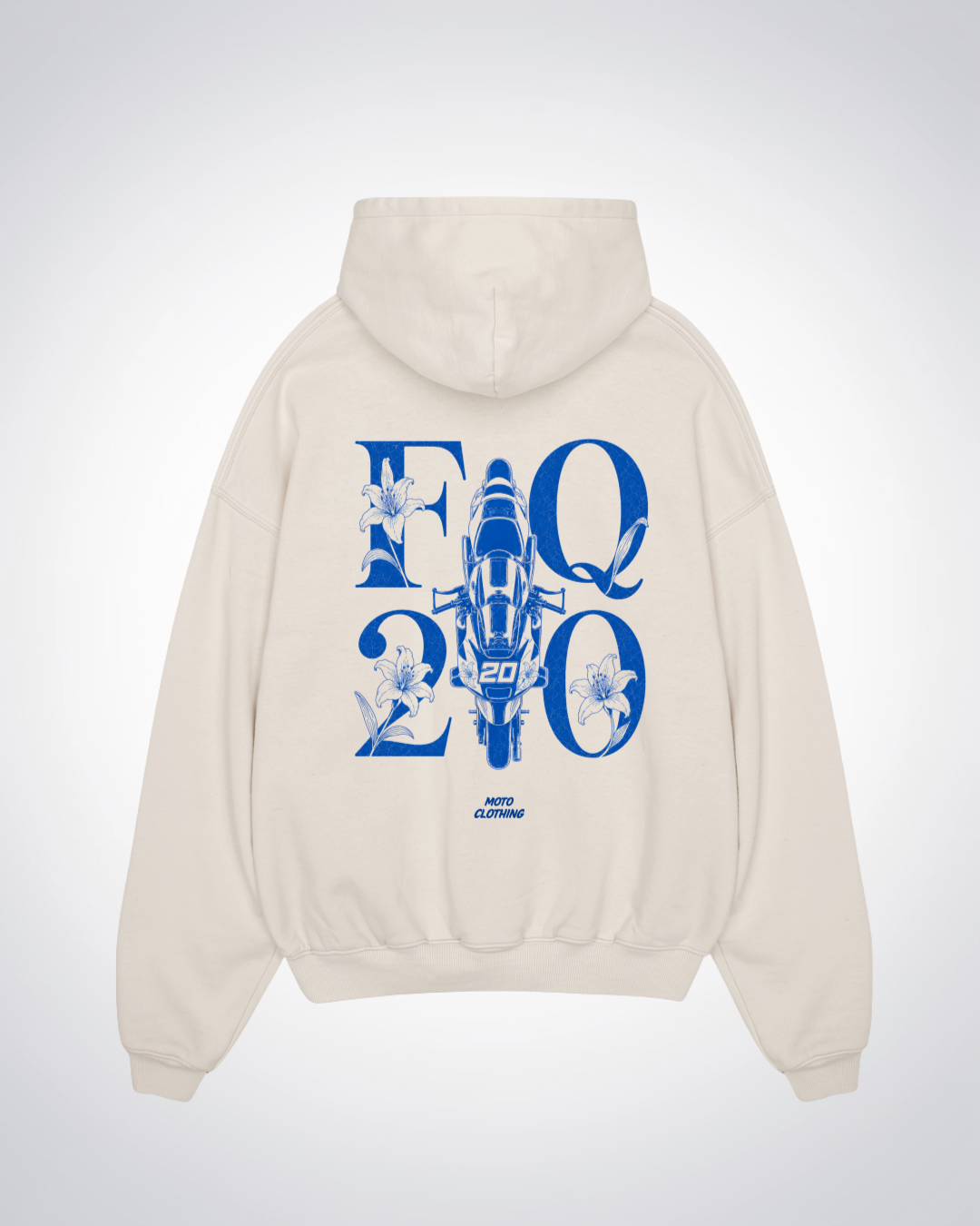 FQ20 Flower Oversized Hoodie - Beige Back (Designed)