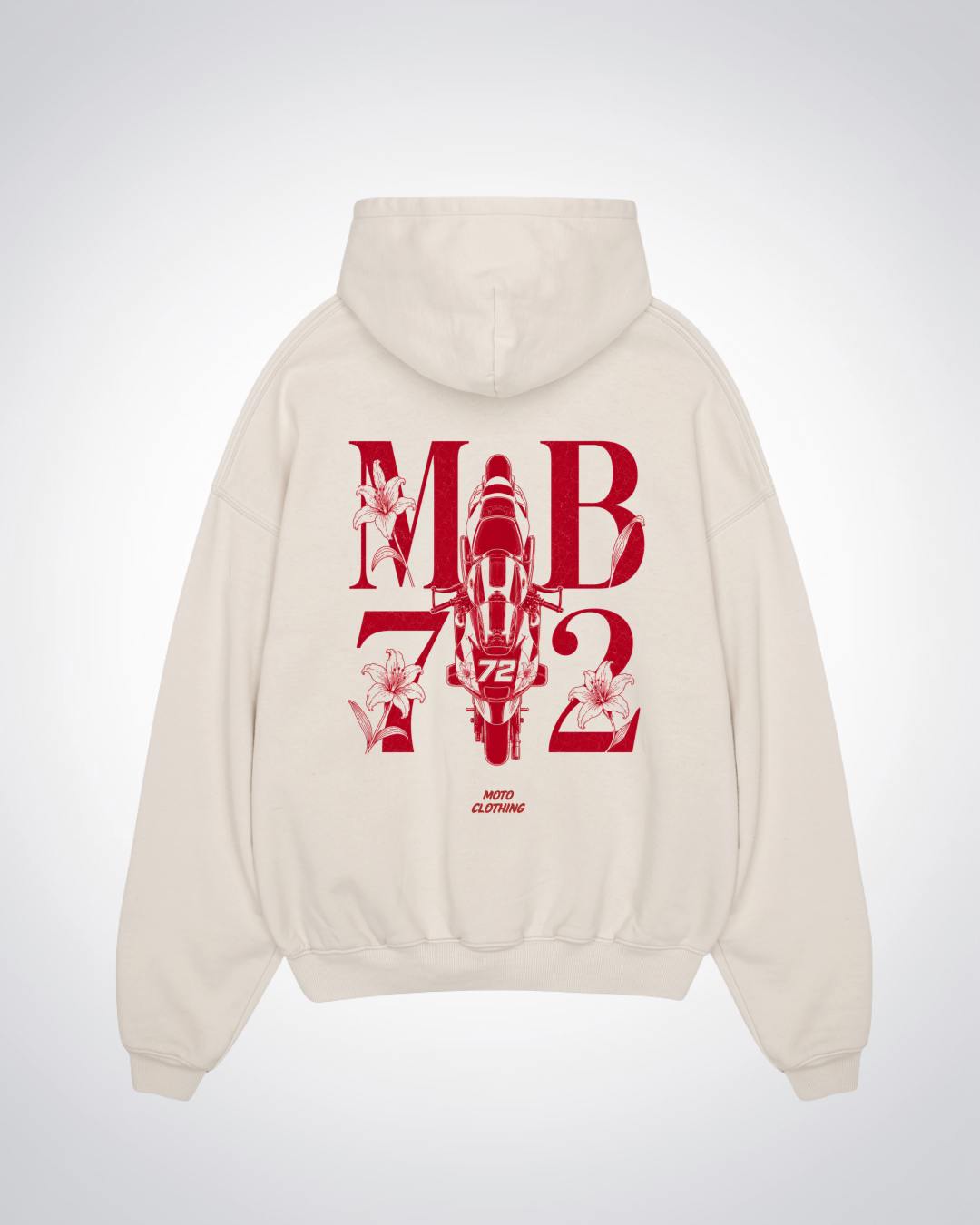 MB72 Flower Oversized Hoodie - Beige Back (Designed)