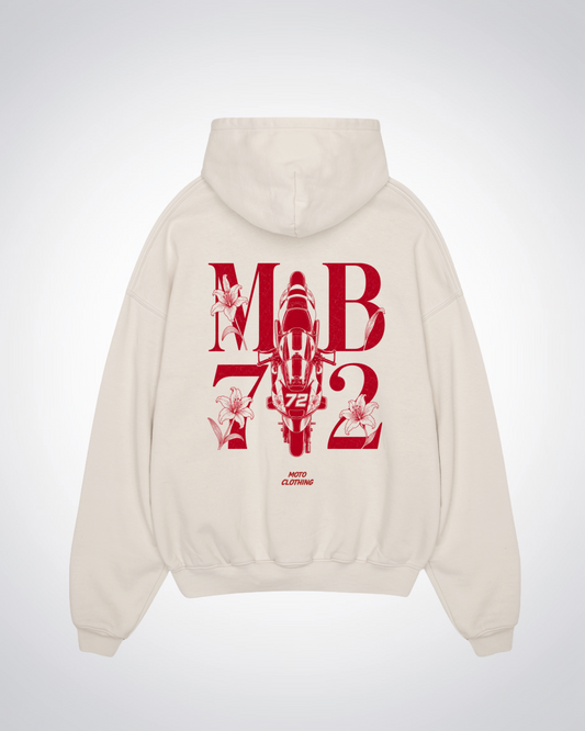 MB72 Flower Oversized Hoodie - Beige Back (Designed)