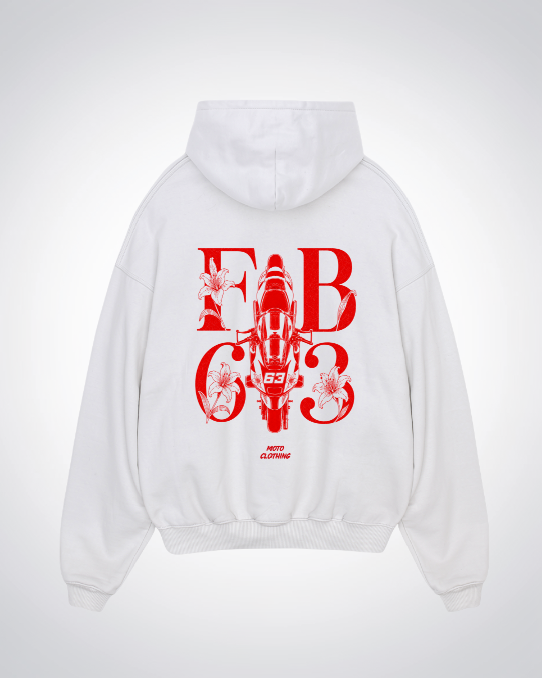FB63 Flower Oversized Hoodie - White Back (Designed)
