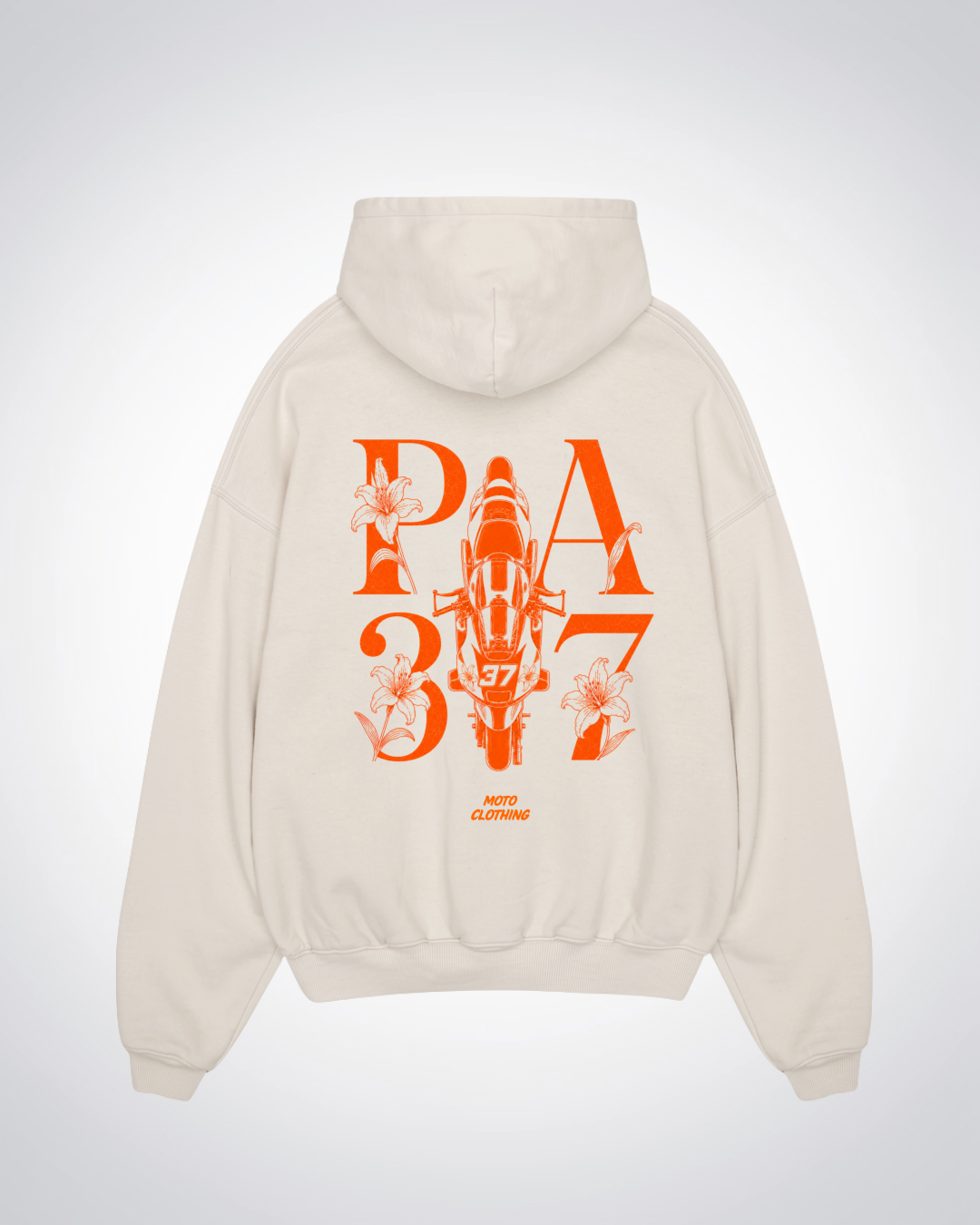 PA37 Flower Oversized Hoodie - Beige Back (Designed)