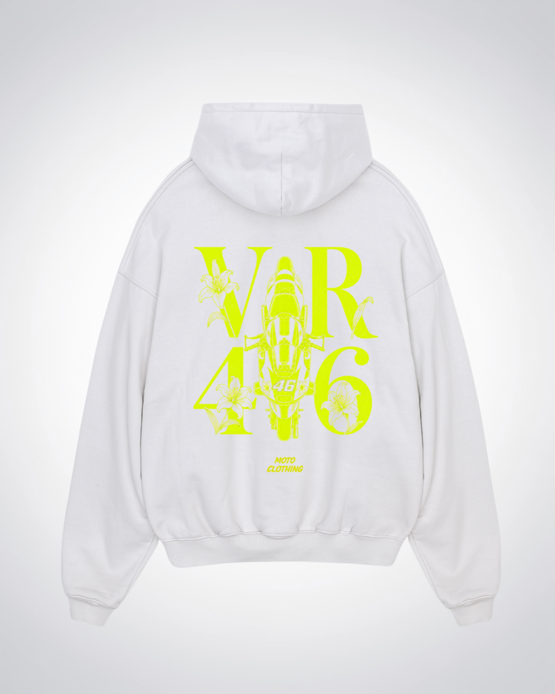 VR46 Flower Oversized Hoodie - White Back (Designed)
