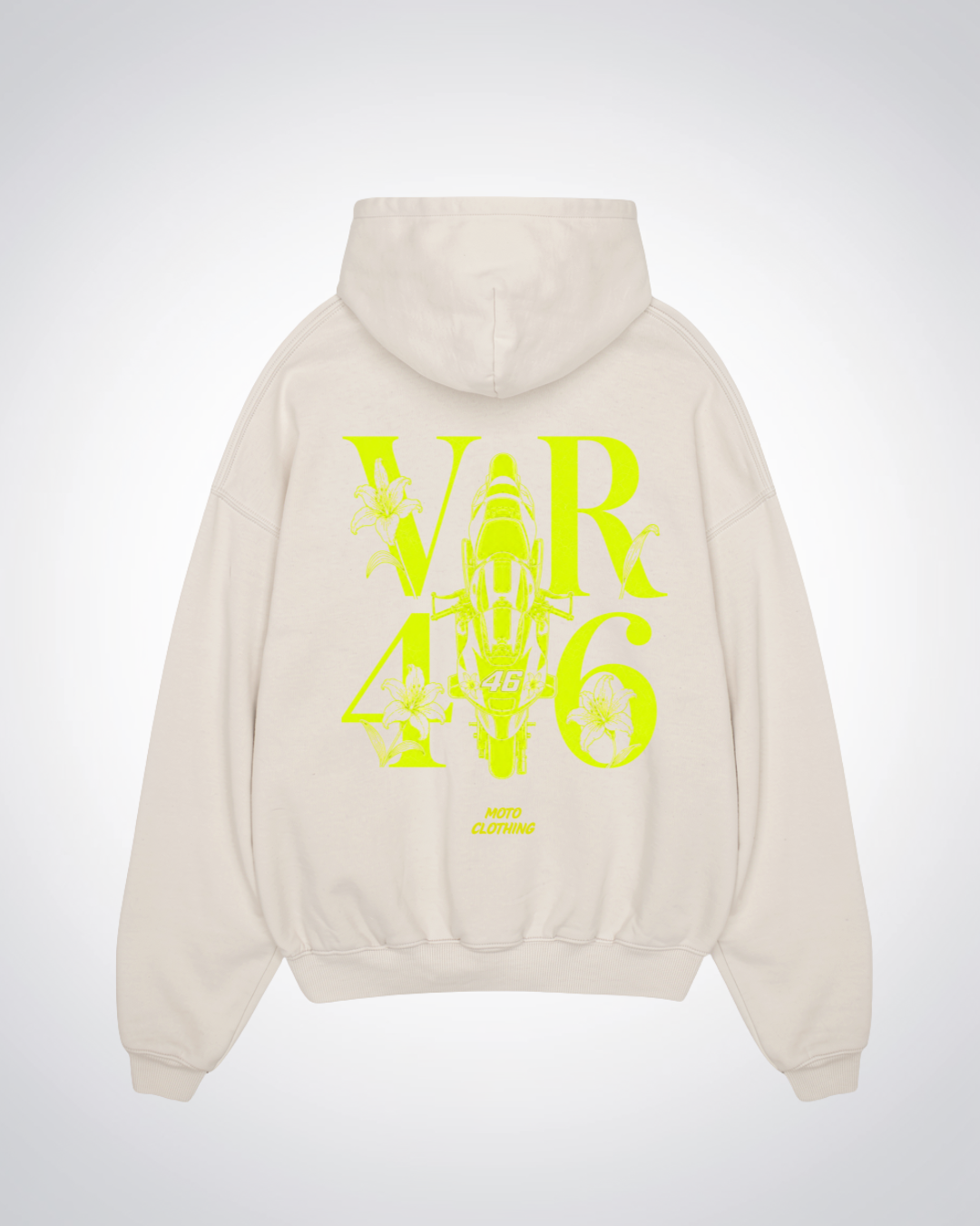VR46 Flower Oversized Hoodie - Beige Back (Designed)