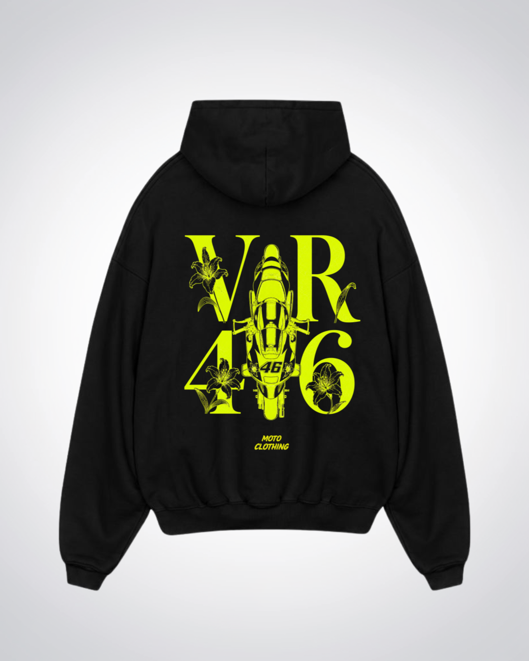 VR46 Flower Oversized Hoodie - Black Back (Designed)