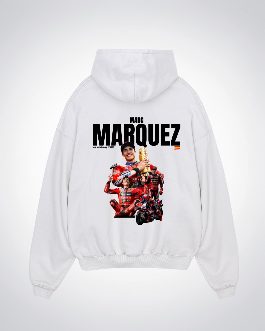 Marquez Oversized Hoodie - White Back (Designed)
