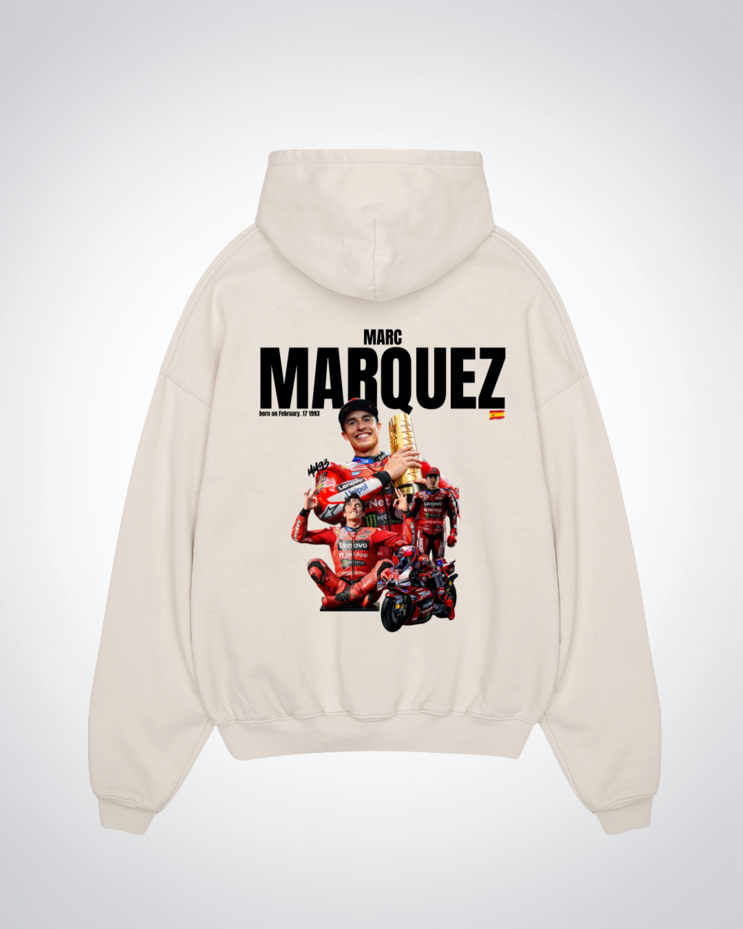 Marquez Oversized Hoodie - Beige Back (Designed)