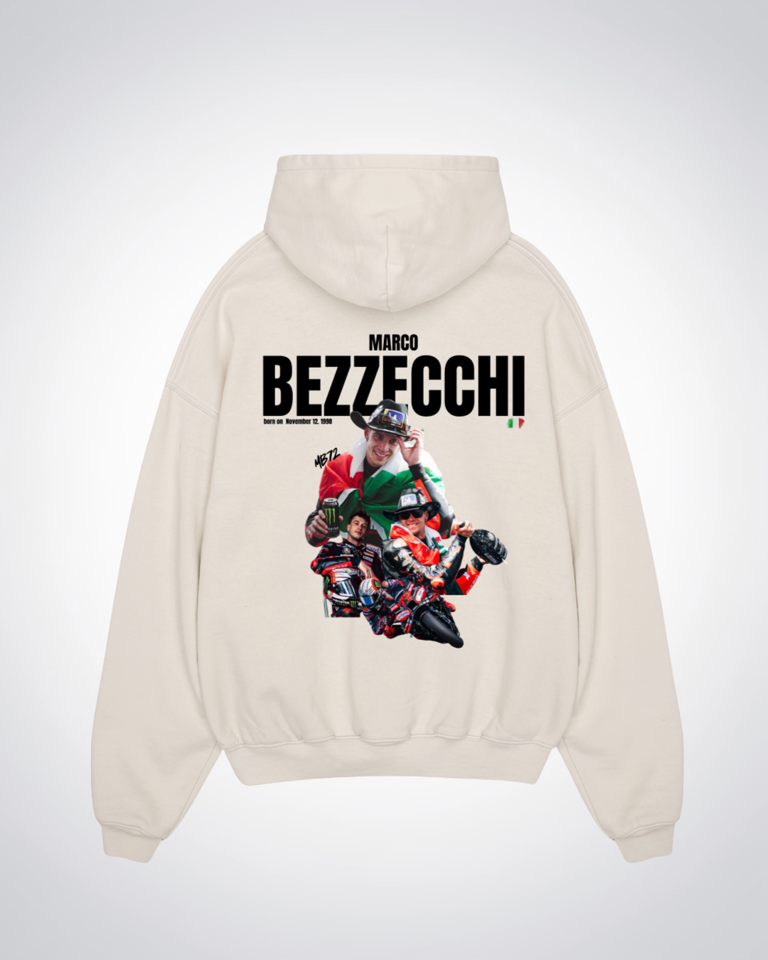 Bezzecchi Oversized Hoodie - Beige Back (Designed)
