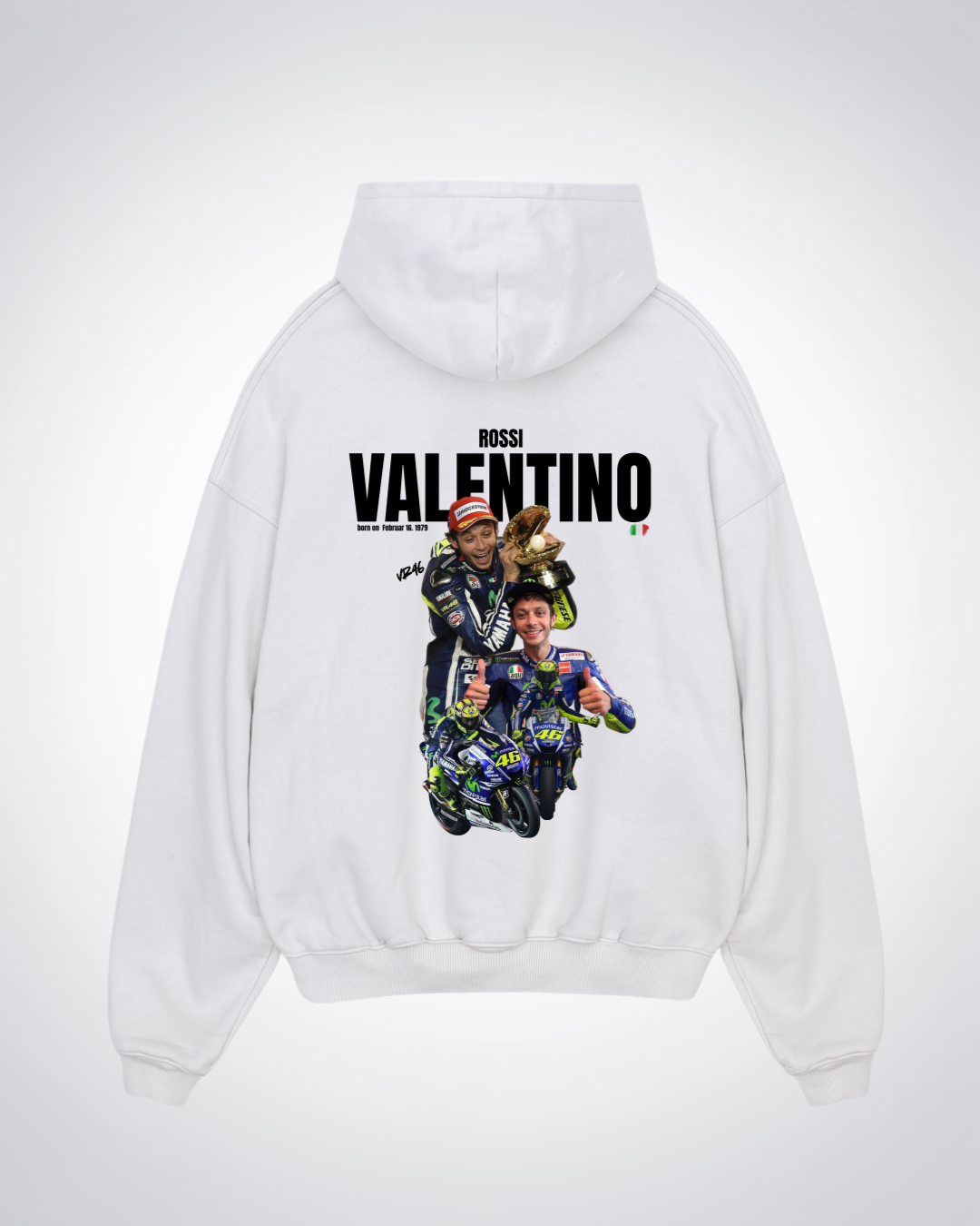 Rossi Oversized Hoodie - White Back (Designed)