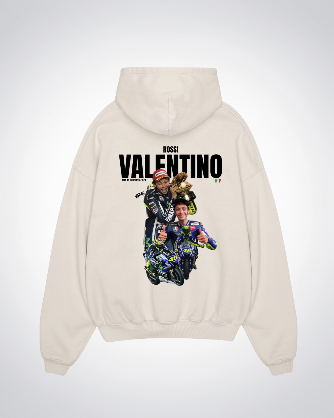 Rossi Oversized Hoodie - Beige Back (Designed)