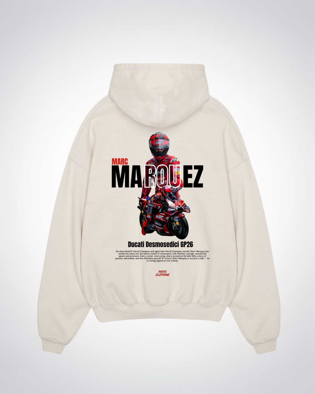 Marquez Oversized Hoodie - Beige Back (Designed)