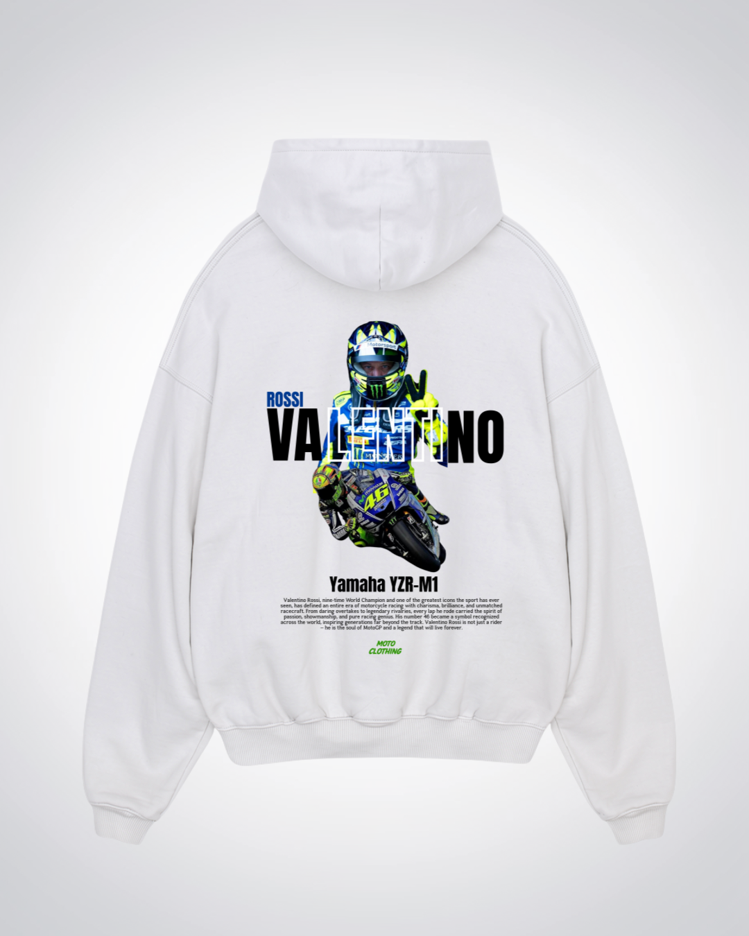Valentino Rossi Oversized Hoodie - White Back (Designed)
