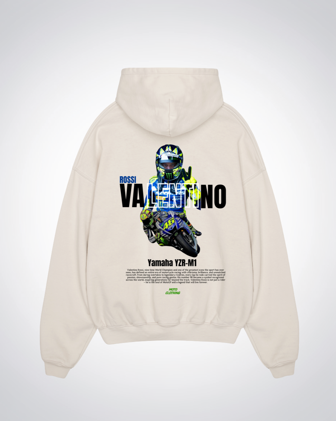 Valentino Rossi Oversized Hoodie - Beige Back (Designed)