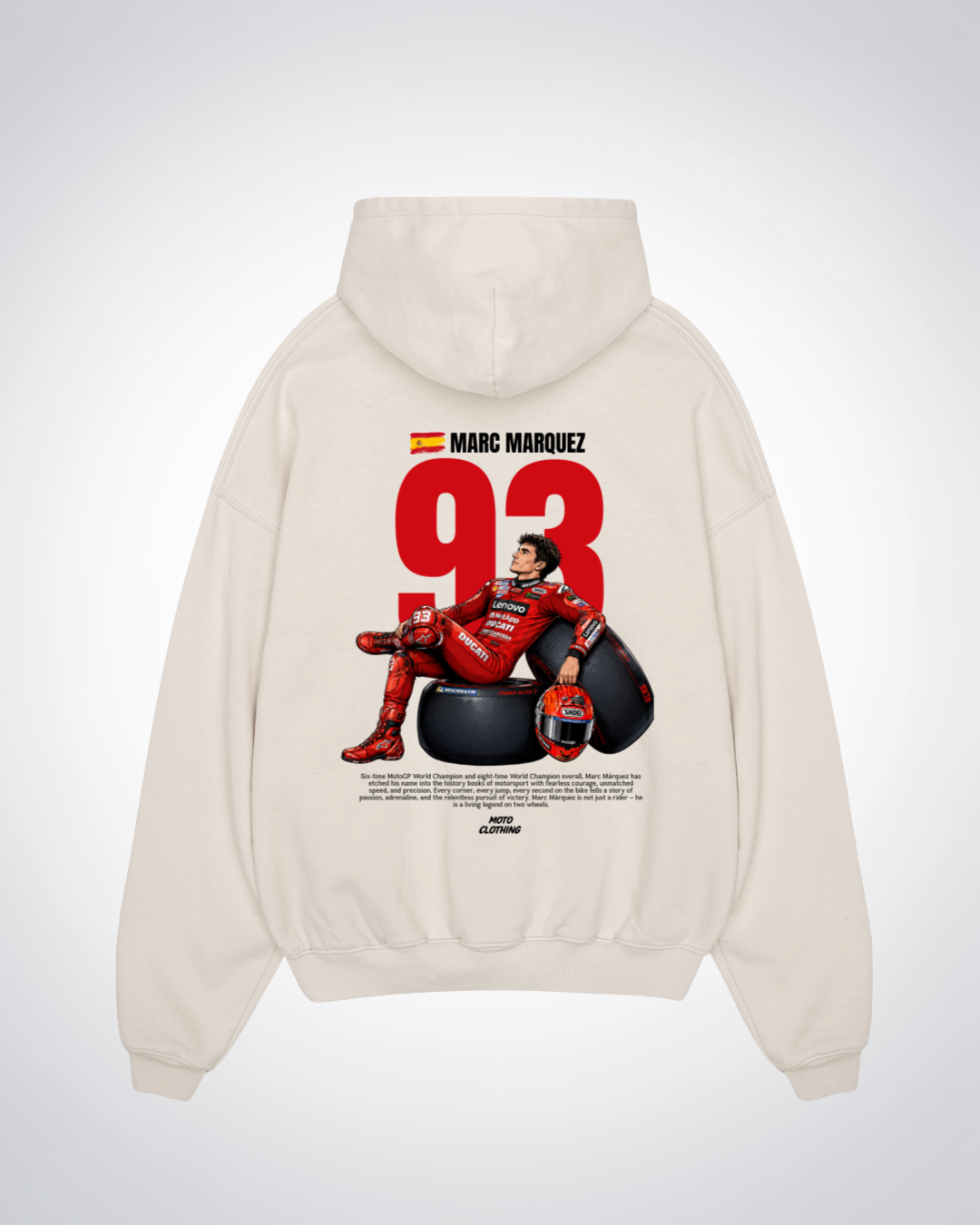Marquez 93 Oversized Hoodie - Beige Back (Designed)