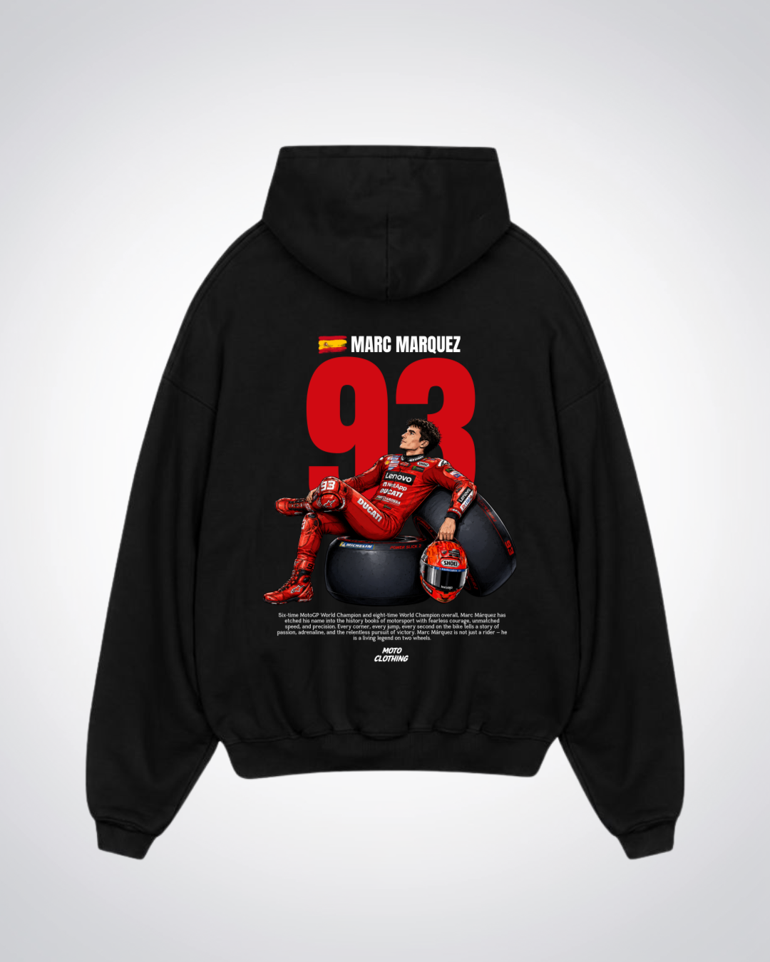 Marquez 93 Oversized Hoodie - Black Back (Designed)