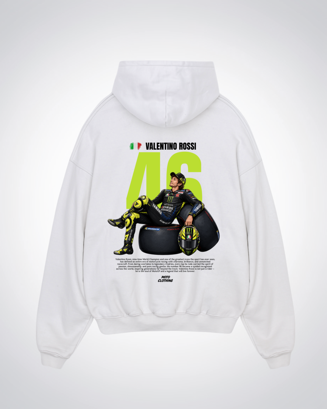 Rossi 46 Oversized Hoodie - White Back (Designed)