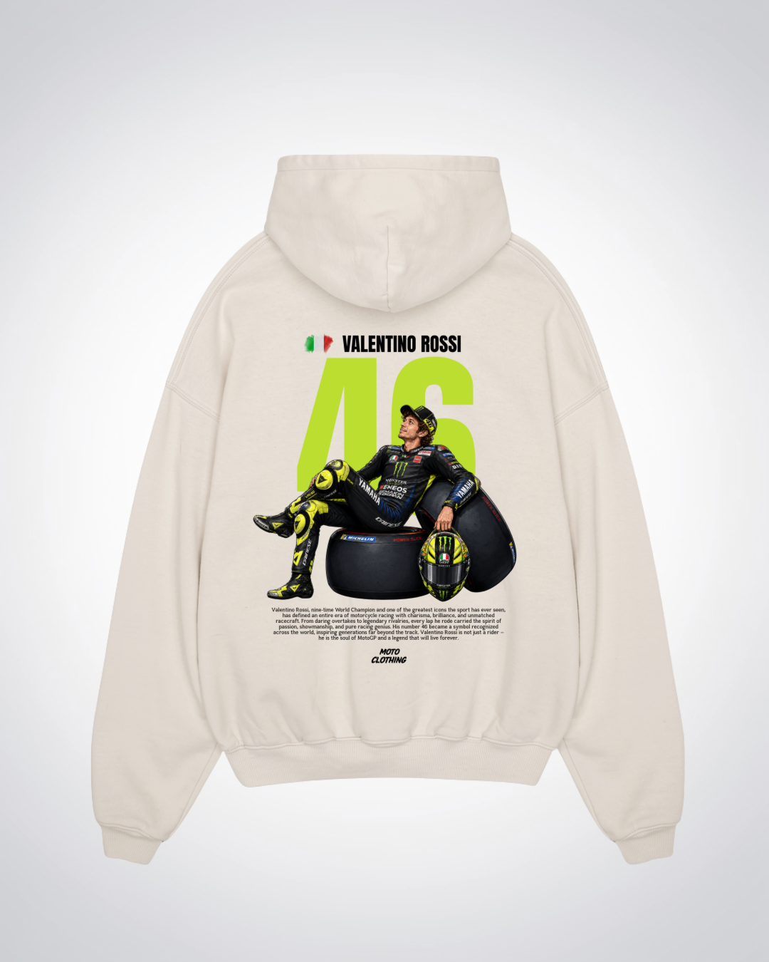 Rossi 46 Oversized Hoodie - Beige Back (Designed)