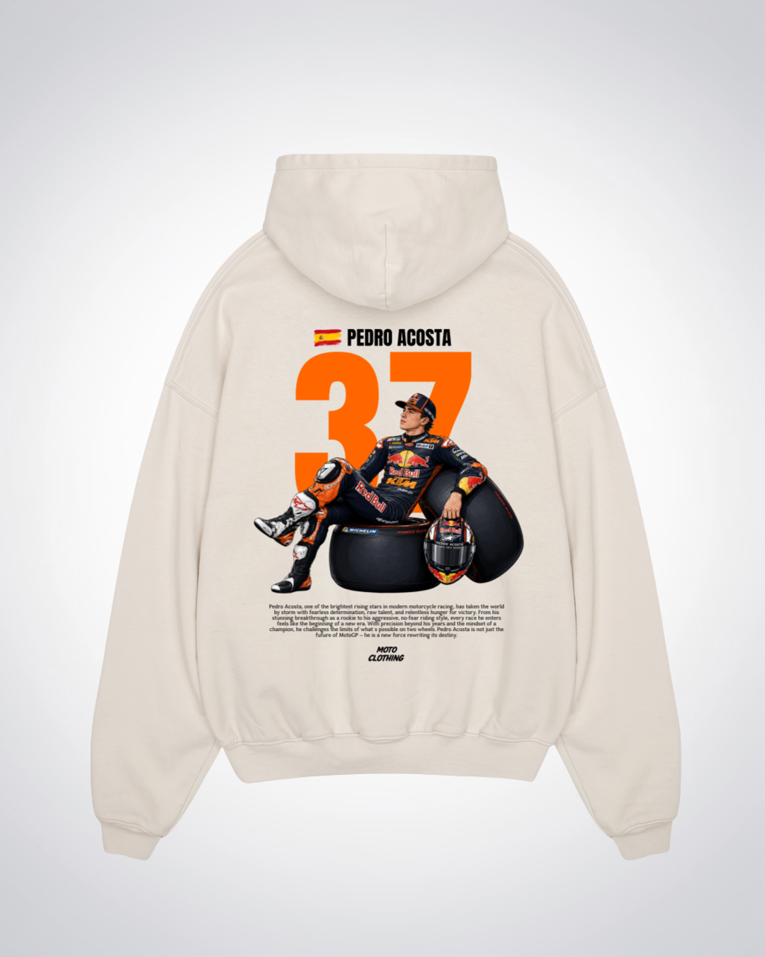 Acosta 37 Oversized Hoodie - Beige Back (Designed)